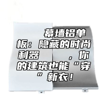 🌟幕墙铝单板：隐藏的时尚利器🛠️，你的建筑也能“穿”新衣！